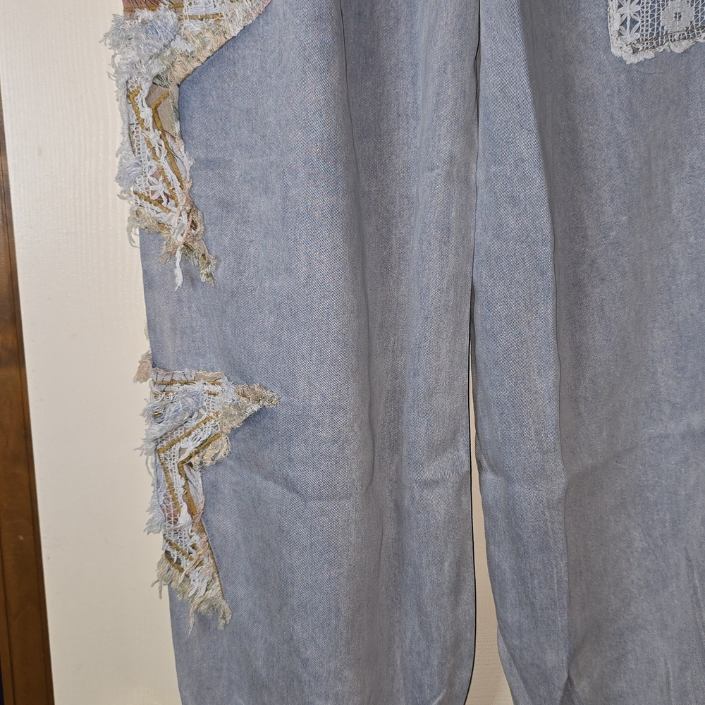Women's L POL Star Patchwork Jogger Pants Boho Hippie Trendy NWOT - Picture 9 of 11